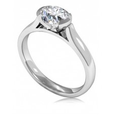 Unique Semi Rubover Round Diamond Engagement Ring