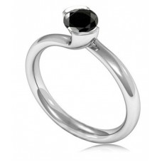 Round Diamond Black Ring