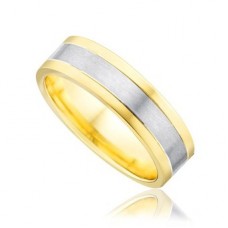 5mm Flat Court Two Tone Wedding Ring