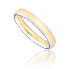 3mm Tri Tone Court Shape Wedding Ring