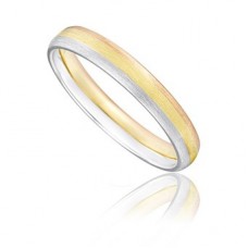 3mm Tri Tone Court Shape Wedding Ring