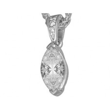 Modern Marquise & Round Diamond Solitaire Pendant