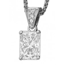 Modern Emerald & Round Diamond Pendant