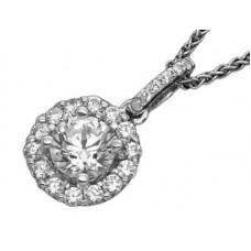 Round Diamond Single Halo Pendant