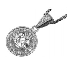 Round Diamond Single Halo Pendant