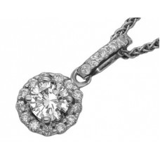 Round Diamond Single Halo Pendant