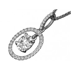 Oval Diamond Single Halo Pendant