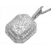 Emerald Diamond Double Halo Pendant