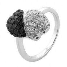 Two Heart Black Diamond Designer Ring
