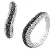 Wavy Black & White Diamond Designer Ring
