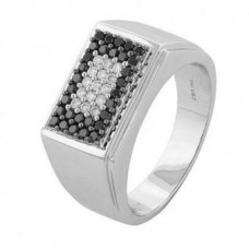 Mens Black & White Diamond Designer Ring
