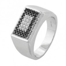 0.50ct I1/g Round Black And White Diamond Ring