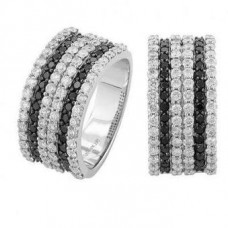 Modern Black & White Diamond Designer Ring