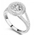 Split Shoulder Round Single Halo Diamond Ring