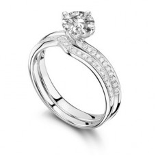 Round Diamond Shoulder Set Ring With Matching Band