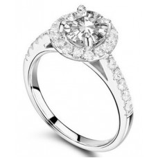 Round Diamond Single Halo Shoulder Set Ring