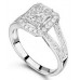 Emerald Diamond Single Halo Shoulder Set Ring