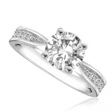Round Shoulder Set Diamond Engagement Ring