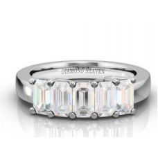 5 Stone Emerald Diamond Half Eternity Ring