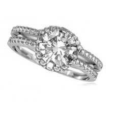Round Diamond Single Halo Shoulder Set Ring