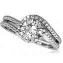 Round Diamond Shoulder Set Ring With Matching Band