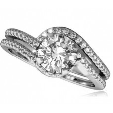 Twist Round Halo Shoulder Set Diamond Ring