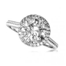 Round Diamond Single Halo Shoulder Set Ring