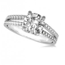 Split Shoulder Round Diamond Engagement Ring