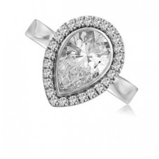 Modern Pear Diamond Single Halo Ring