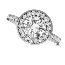 Round Diamond Single Halo Shoulder Set Ring