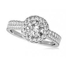Round Diamond Shoulder Set Ring With Matching Band