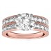 Round Diamond Shoulder Set Ring With Matching Band