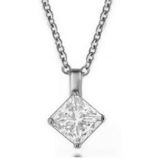 Modern Princess Diamond Solitaire Pendant