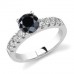 Round Black Diamond Shoulder Set Ring