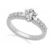 Six Claw Round Diamond Shoulder Set Ring