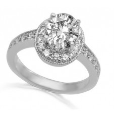 Oval & Round Diamond Halo Shoulder Set Ring