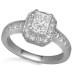 Emerald Diamond Single Halo Shoulder Set Ring