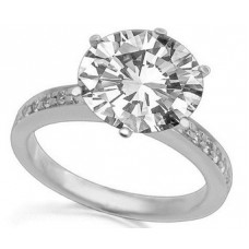 6 Claw Round Diamond Shoulder Set Ring