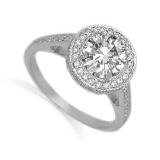 Round Diamond Single Halo Shoulder Set Ring