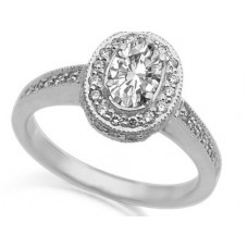 Oval Diamond Single Halo Shoulder Set Ring