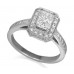 Emerald Diamond Single Halo Shoulder Set Ring