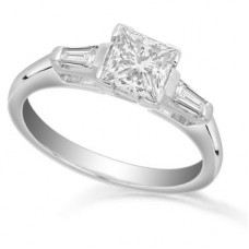 Classic Princess & Tapered Baguette Diamond Trilogy Ring