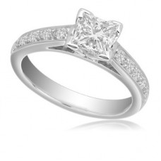 Princess Diamond Shoulder Set Ring