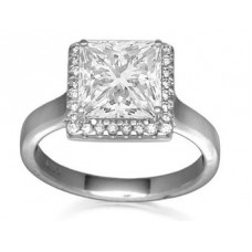 Modern Princess Cut Diamond Single Halo Ring