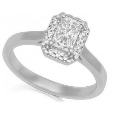 Emerald Diamond Single Halo Ring