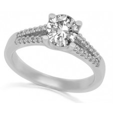 Round Diamond Split Band Shoulder Set Ring