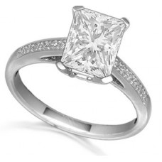 Radiant Diamond Shoulder Set Ring
