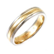 4mm Two Tone Court Shape Wedding Ring