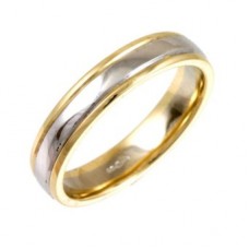 4mm Two Tone Court Shape Wedding Ring