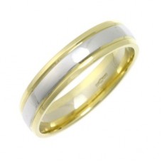 6mm Two Tone Wedding Band, Size P